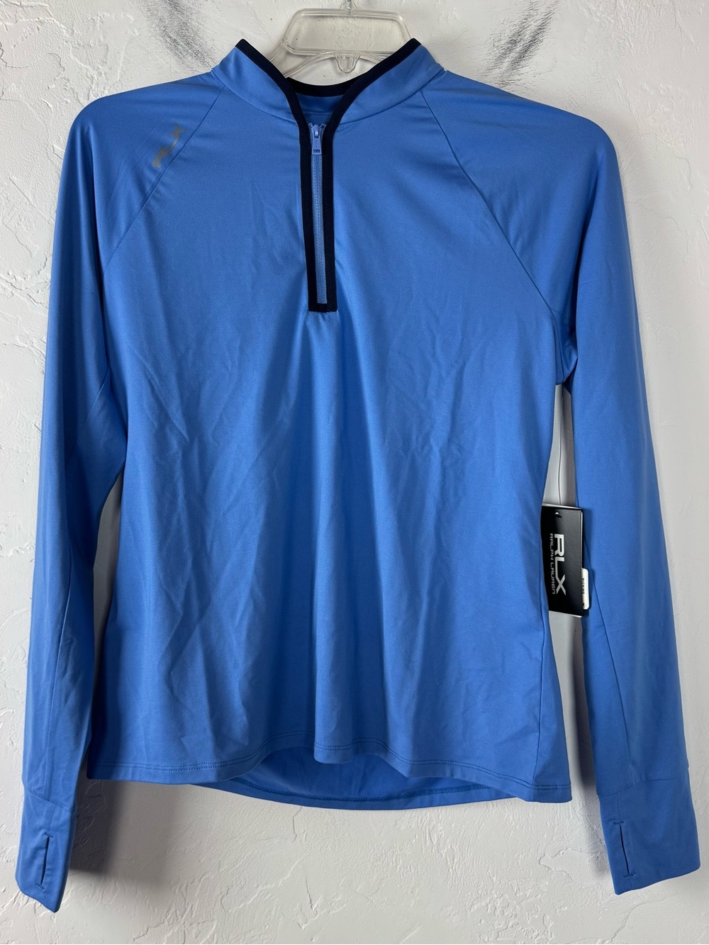 RLX Ralph Lauren Pullover Sweatshirt Jacket 1/2 1/4 Zip Blue Solid Athletic New